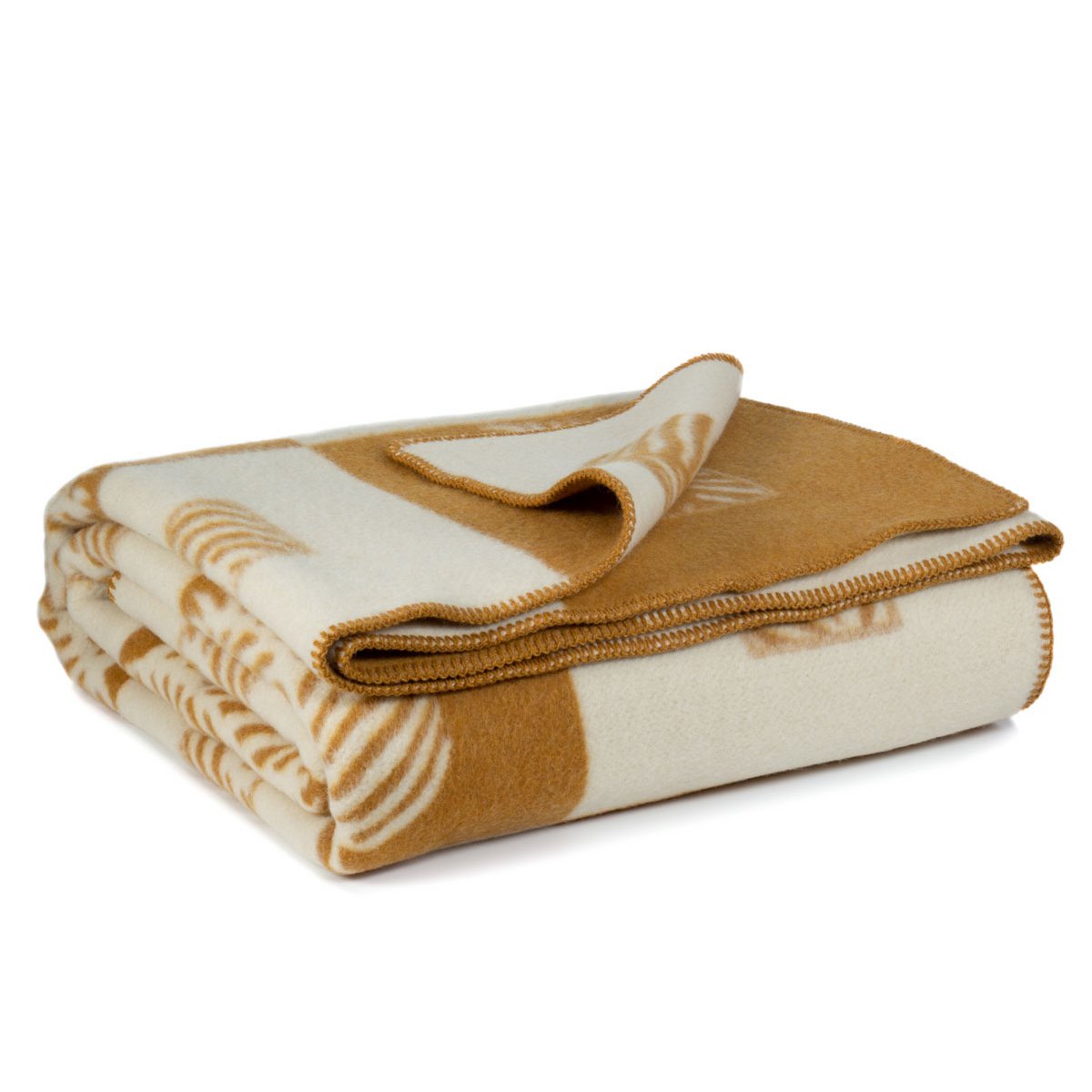 Premiumdecke LEAF | Merinomischung in „Sandgold“