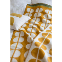 Felix – Warme Designdecke aus norwegischer Jacquardwolle in Gelb
