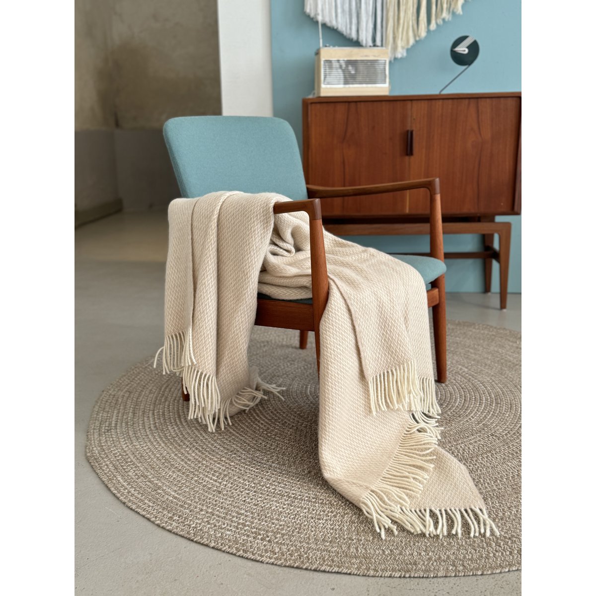 Fanny – Exklusive Wolldecke aus 100 % norwegischer Wolle in Creme