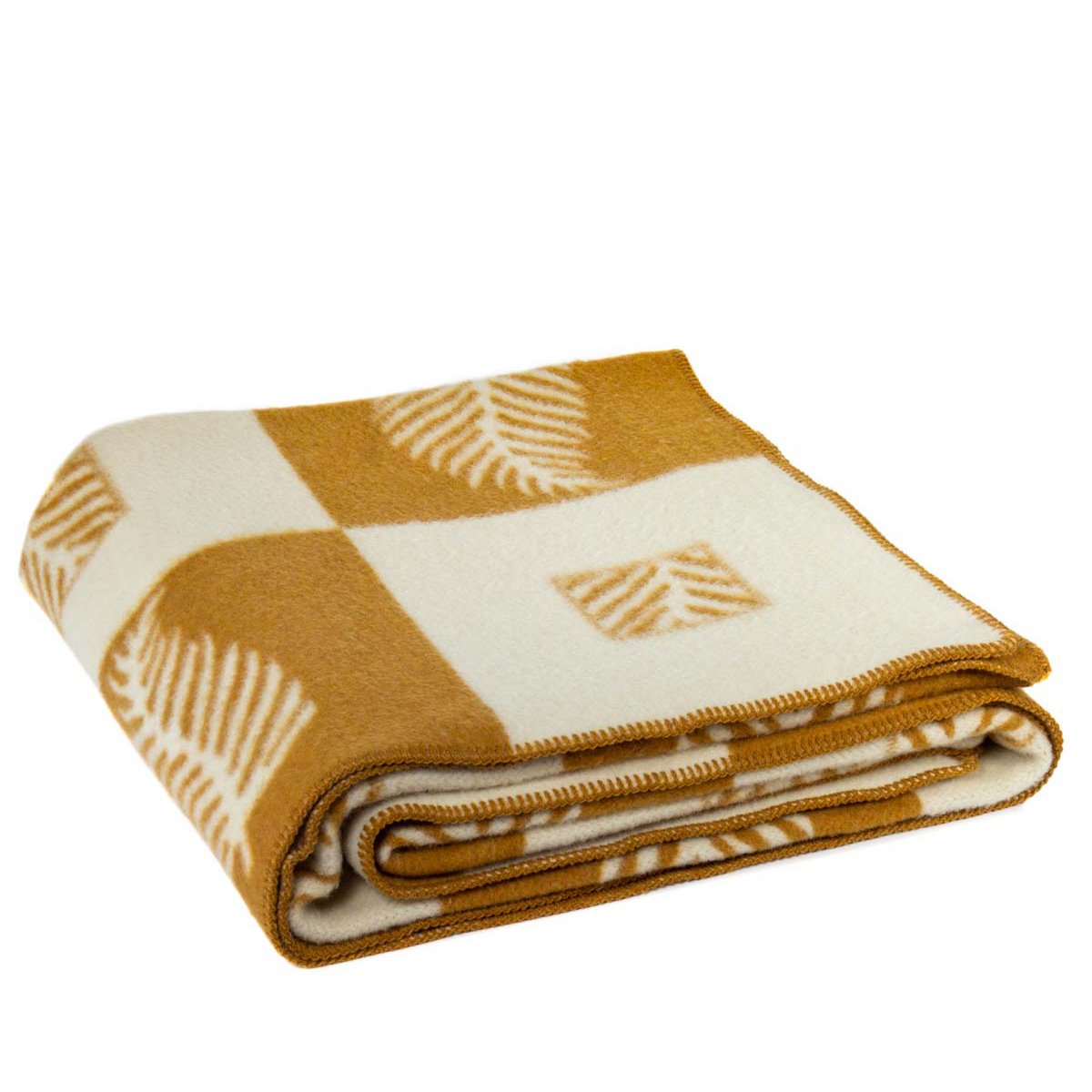 Premiumdecke LEAF | Merinomischung in „Sandgold“