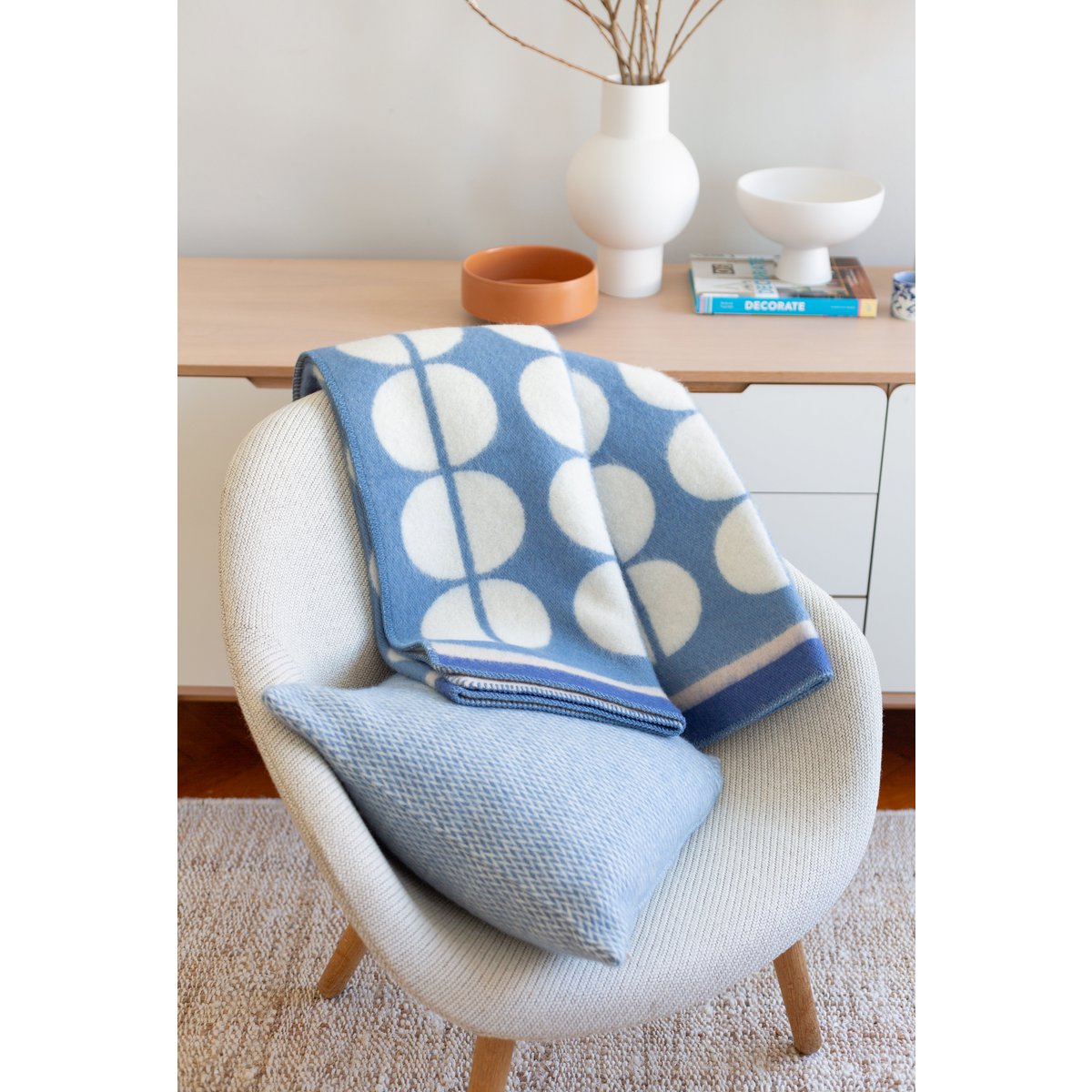 Designkissen aus 100 % norwegischer Wolle in Blau